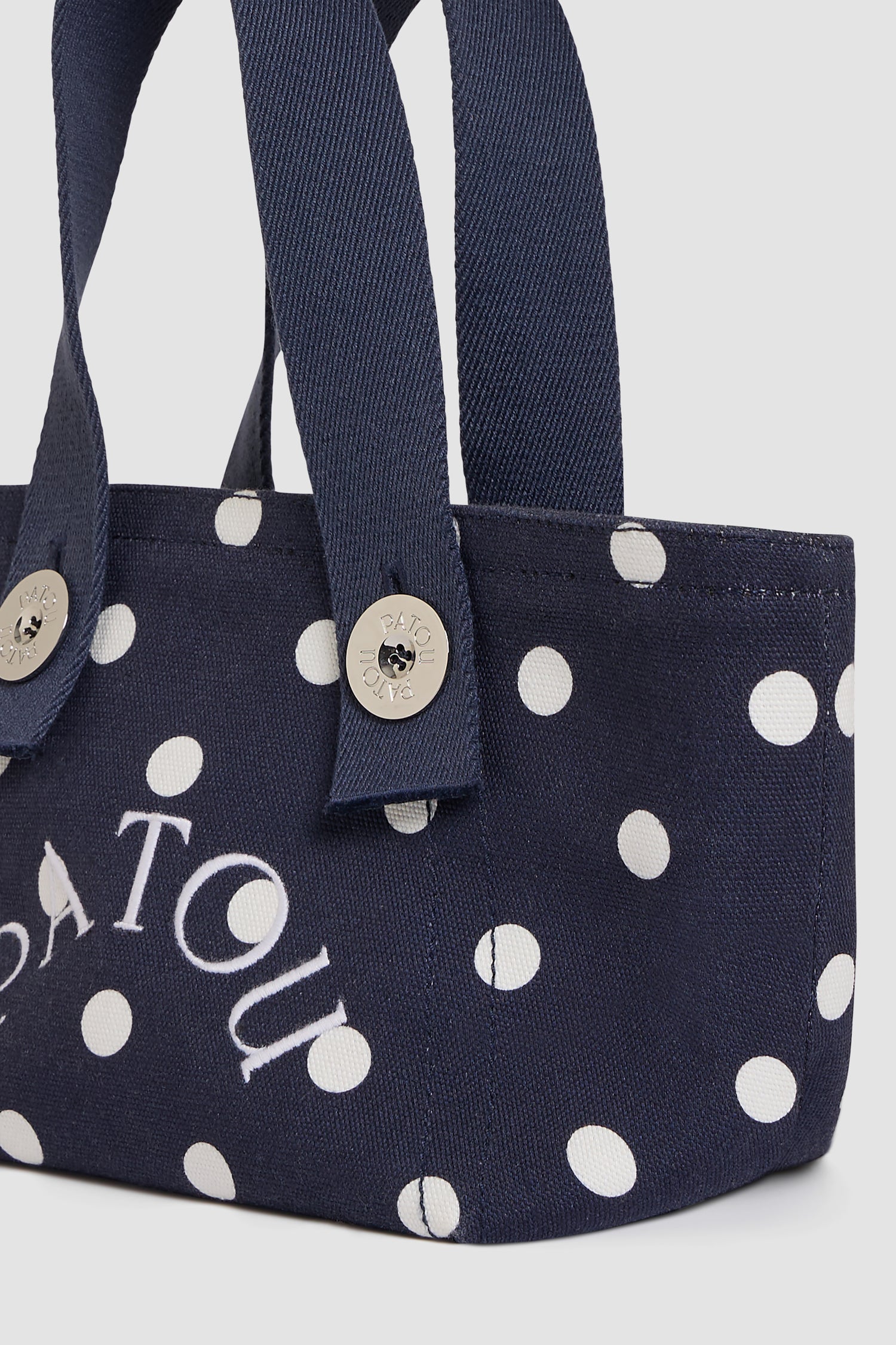 Patou Trapeze AC132 tote bag toile bleu marine pois