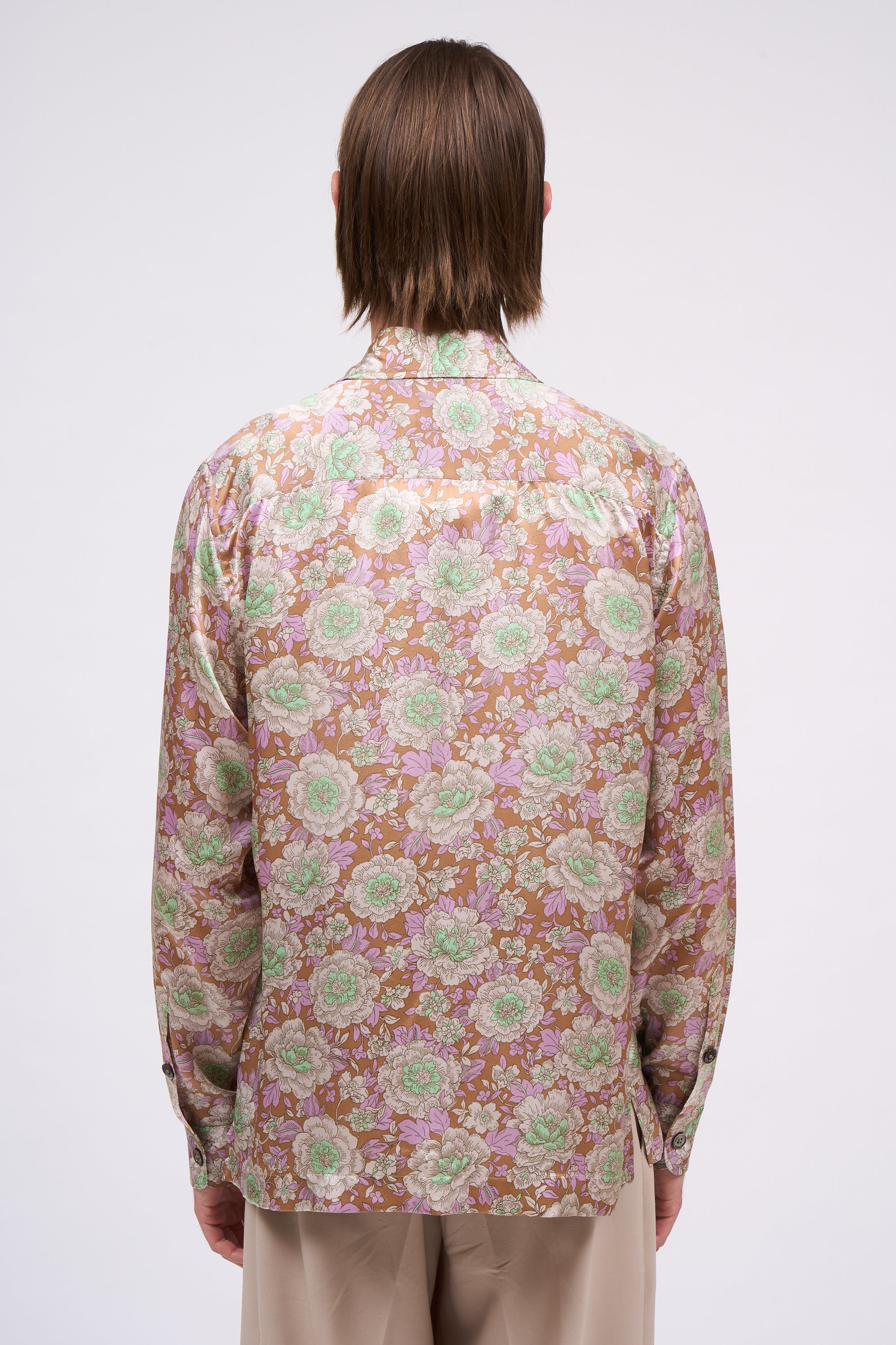 Paul & Joe Leonard chemise en soie camel pivoines