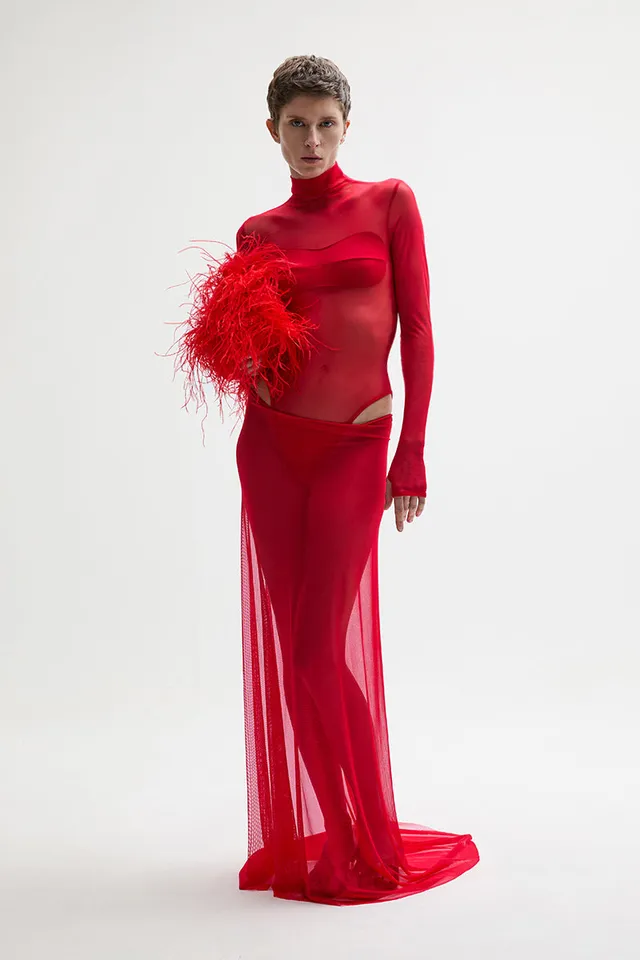 ATU Body Couture CARDINAL robe longue S tulle rouge
