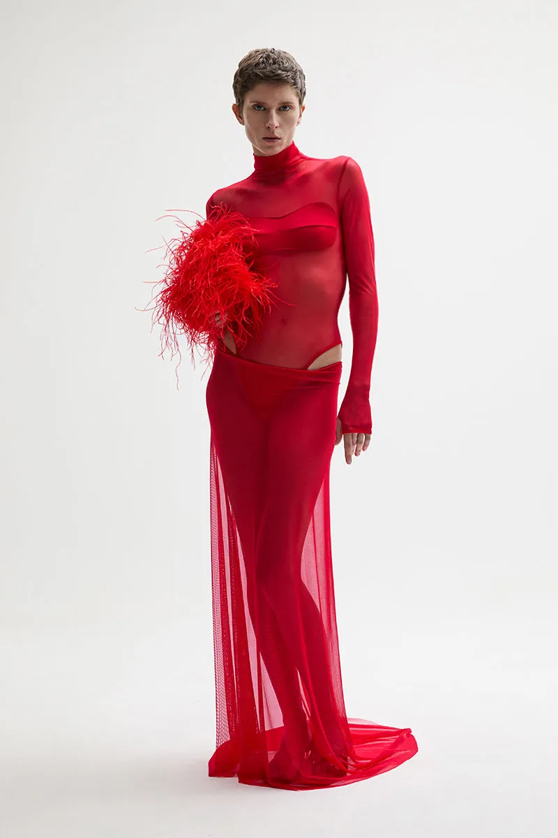 ATU Body Couture CARDINAL robe longue S tulle rouge