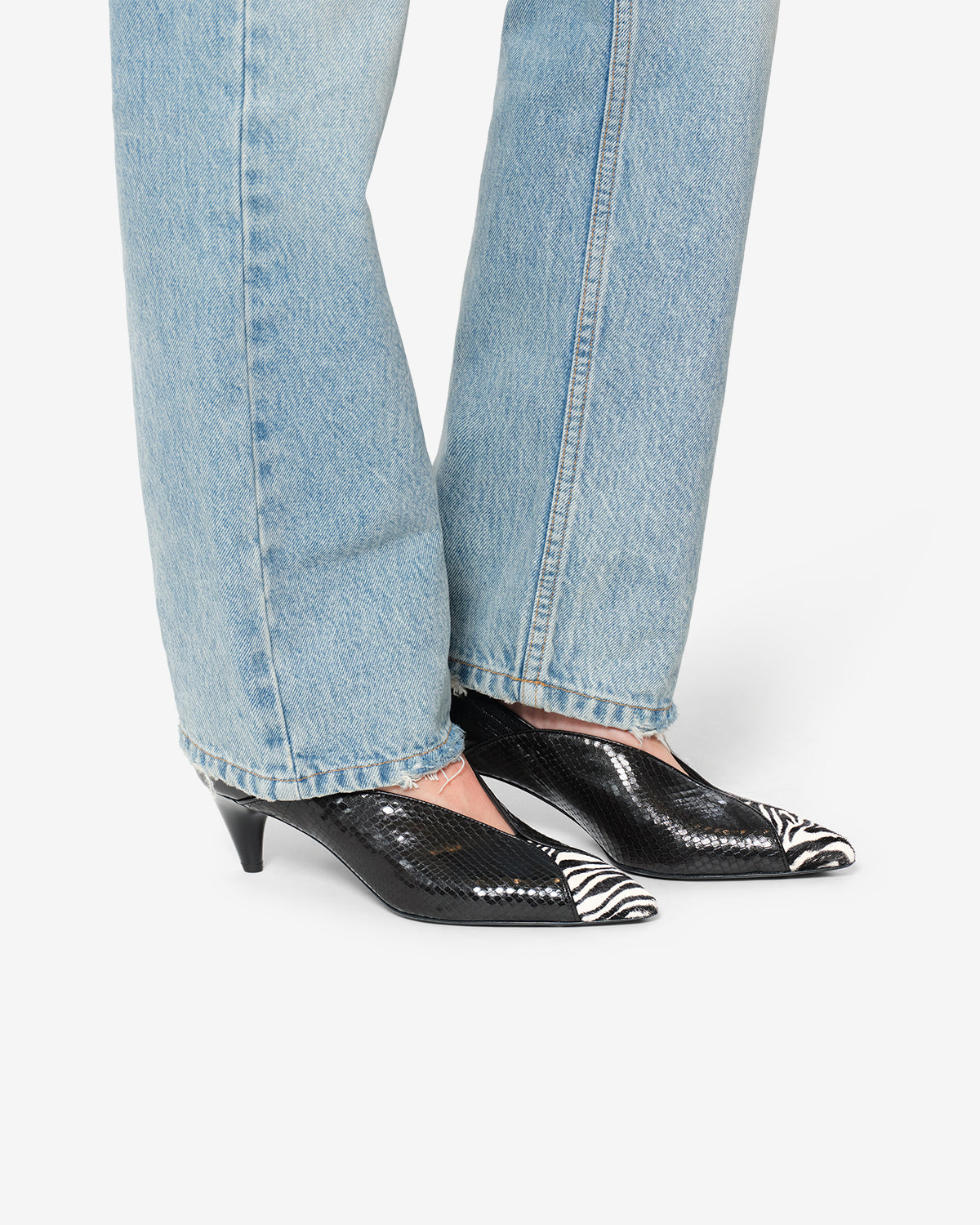 Isabel Marant Ilou escarpins cuir noir zèbre 5,5 cm