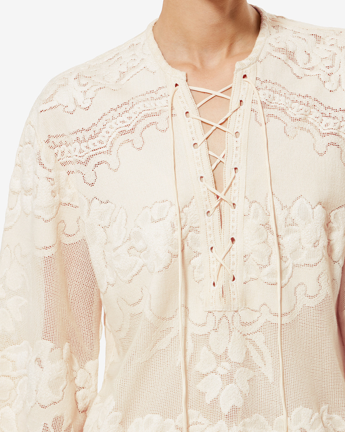 Isabel Marant Solara robe guipure écru courte ample