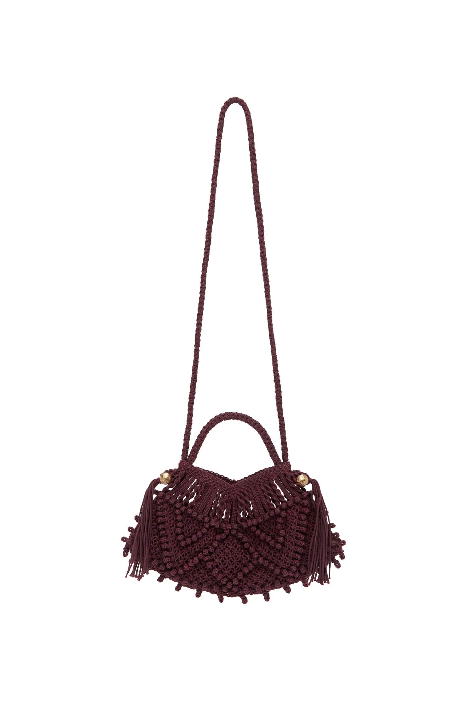Alemaïs Macrame Crescent Bag sac macramé bordeaux taille unique