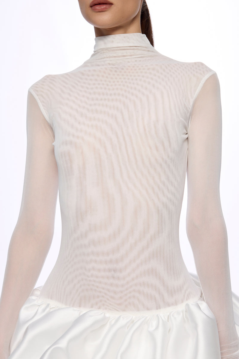ATU Body Couture mini robe blanche tulle volant taille basse