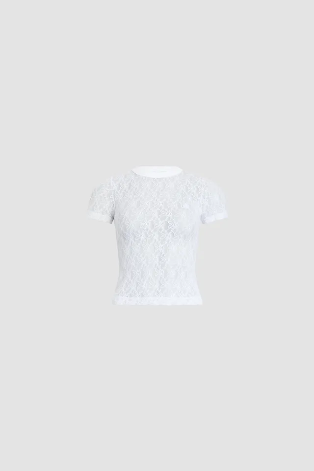 Patou JE238 t-shirt dentelle blanc polyamide femme