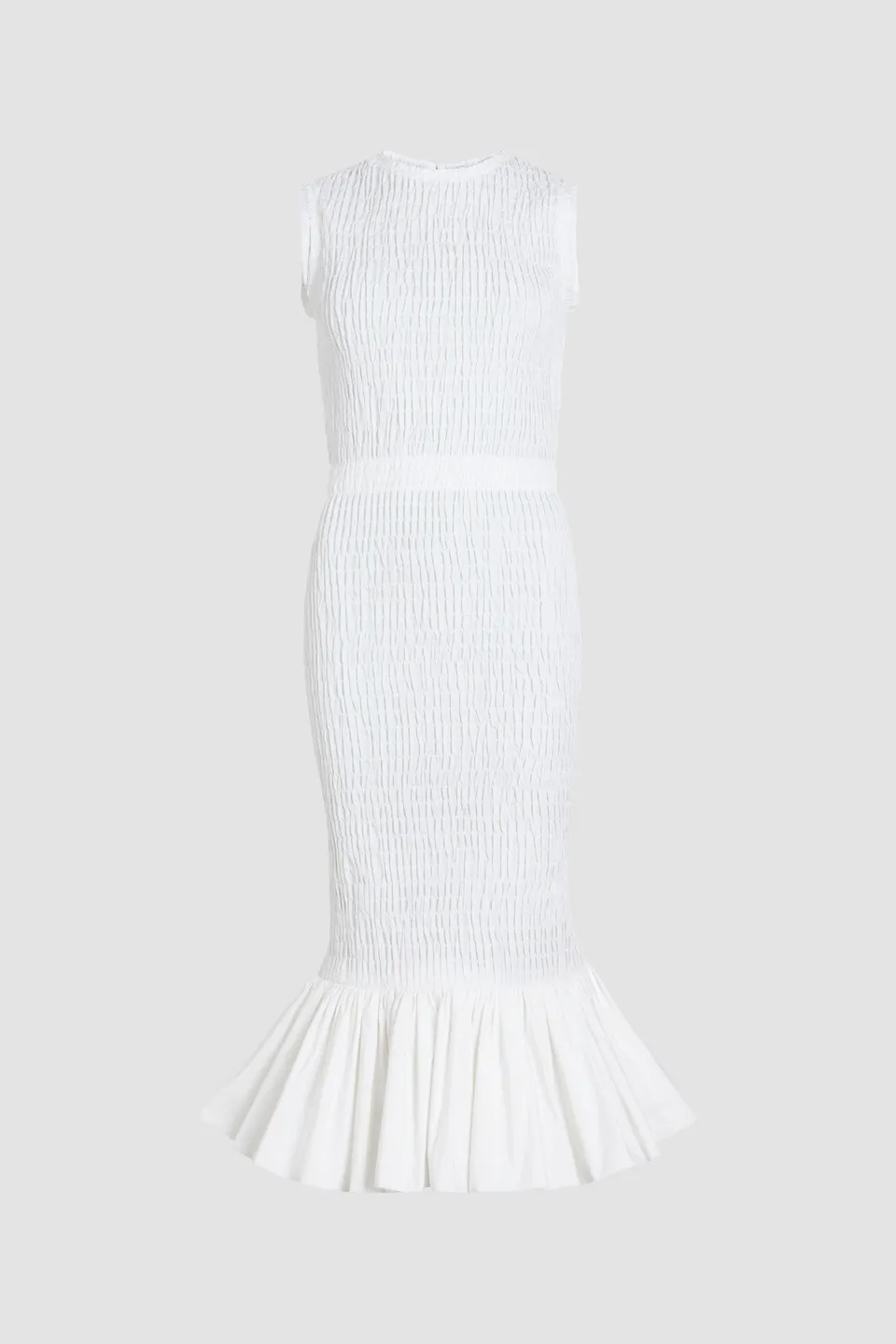 Patou DR177 robe midi blanche faille smockée