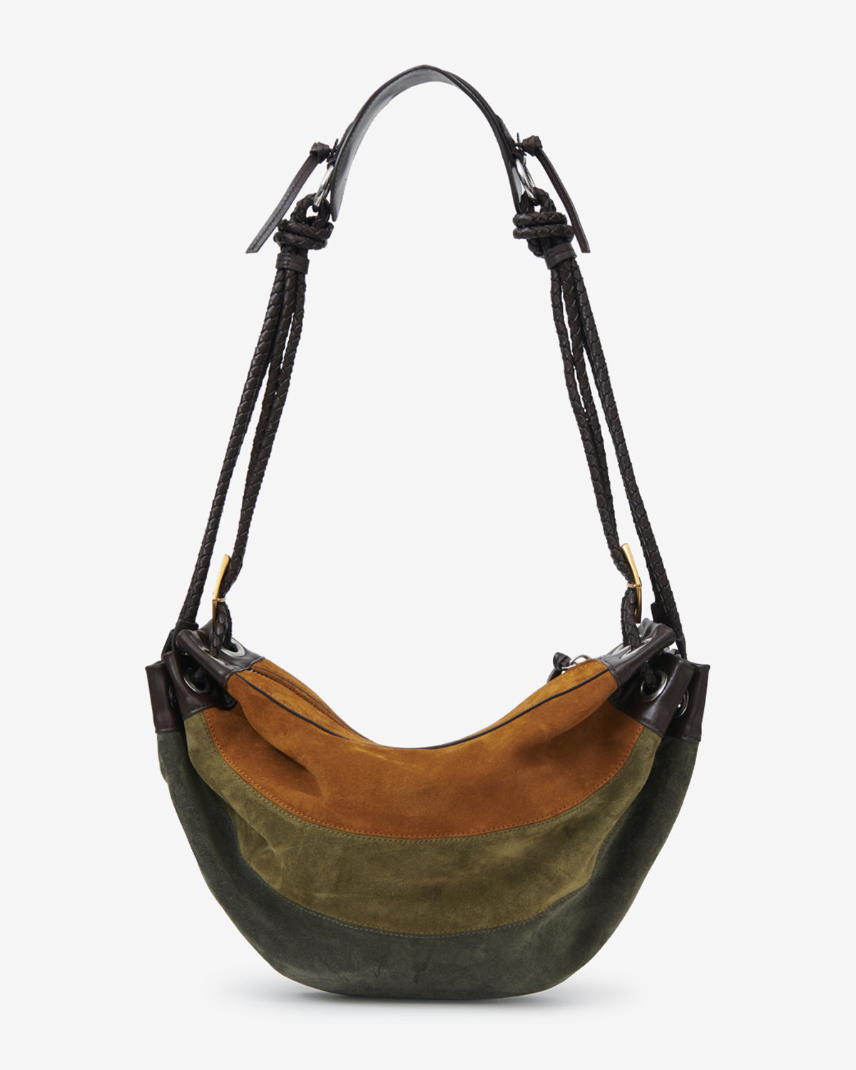 Isabel Marant Maia Medium sac kaki velours patchwork
