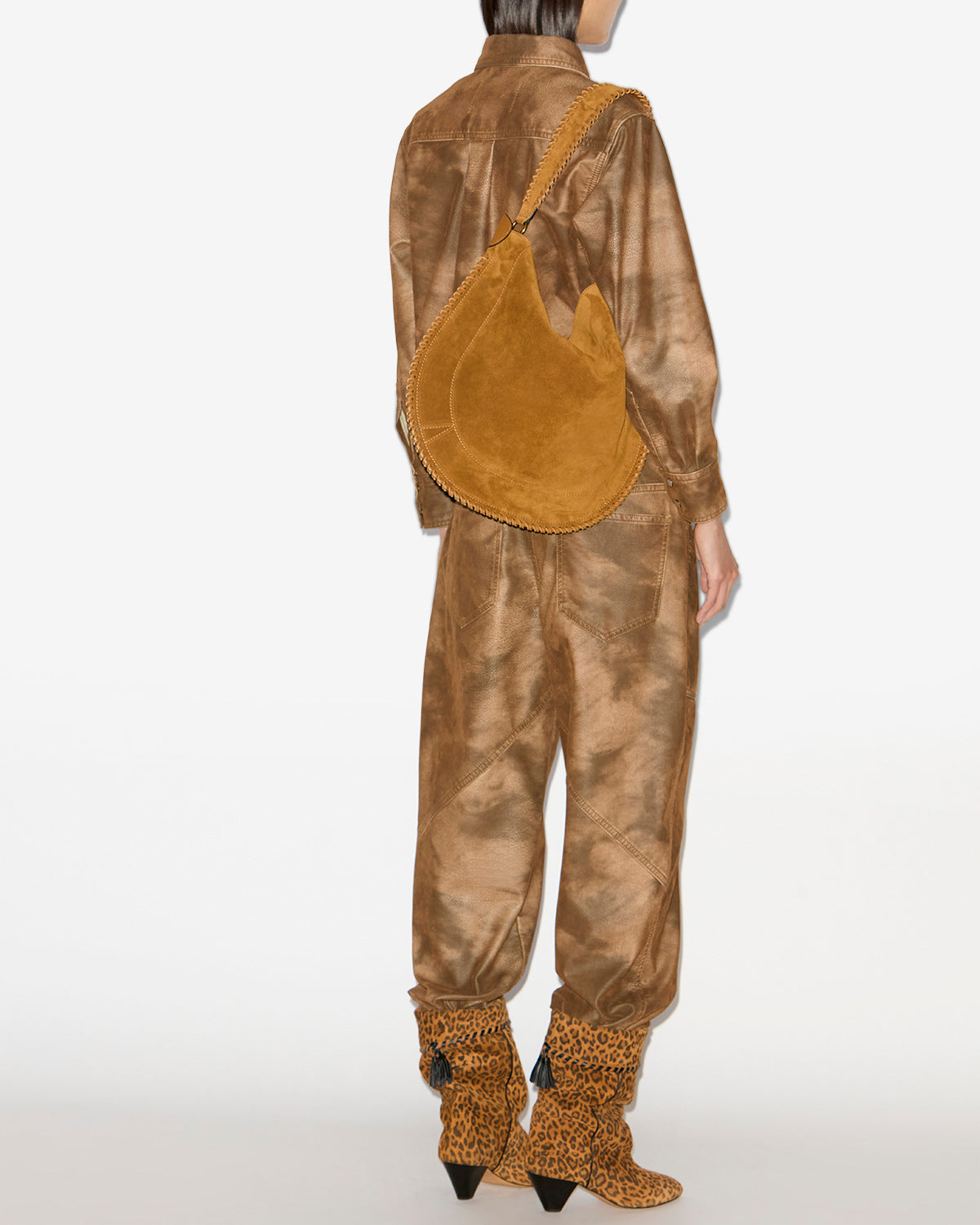 Isabel Marant Oskan Hobo Soft sac velours cognac