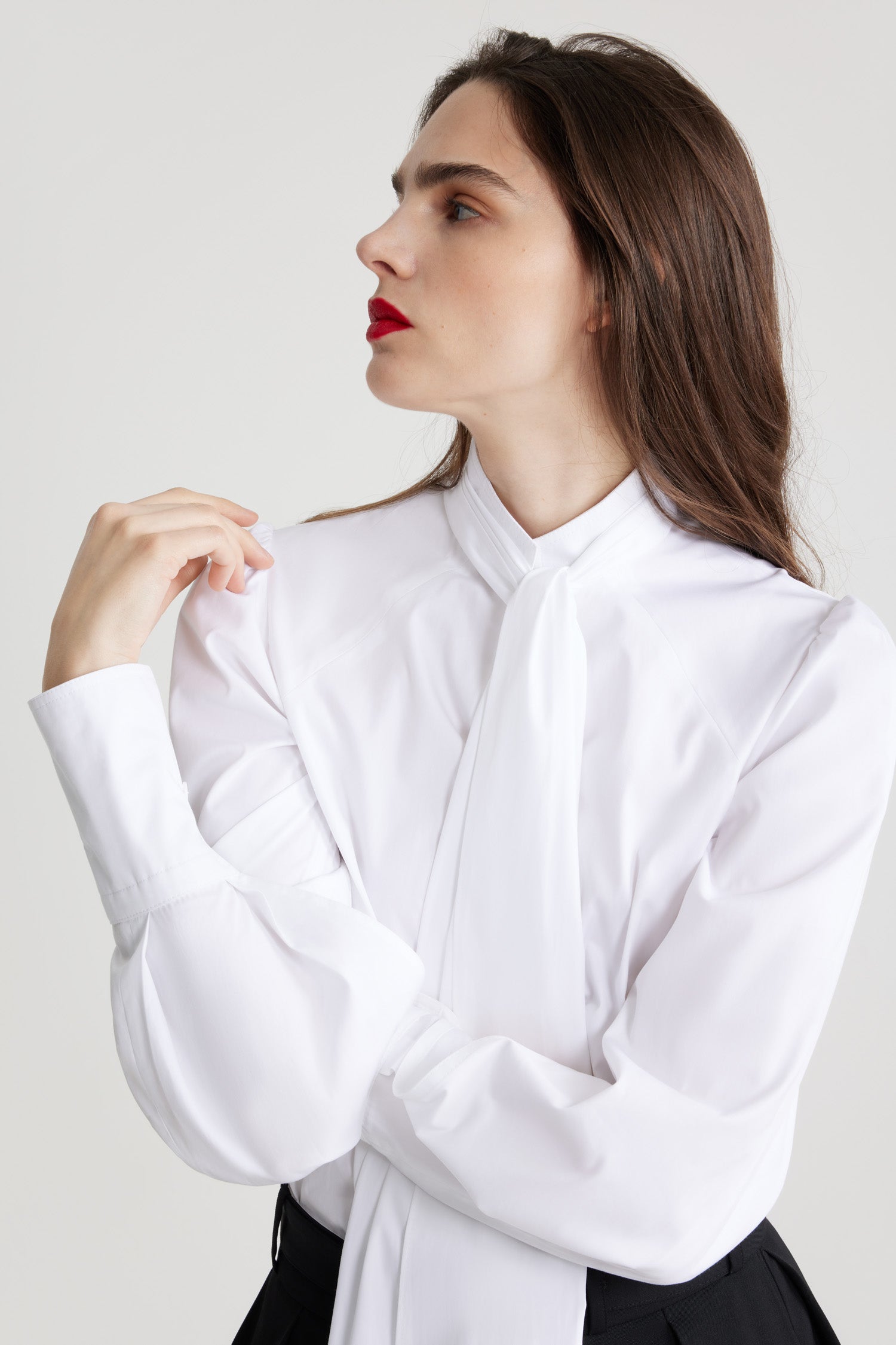 Patou H24BL0340017001W blouse blanche coton bio lavallière
