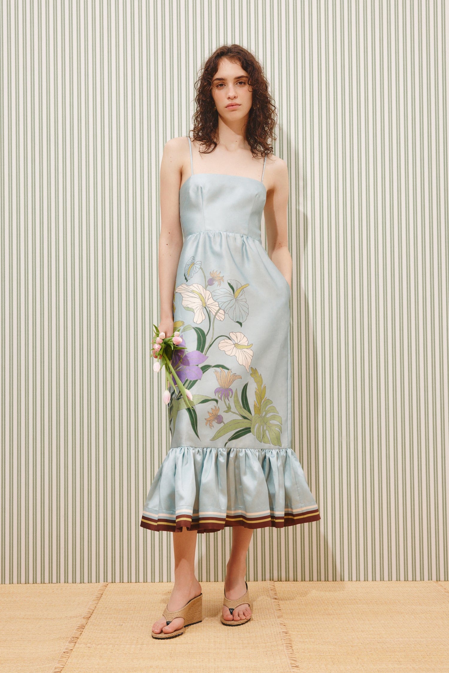 Alemais Alfie robe midi polyester recyclé à poches