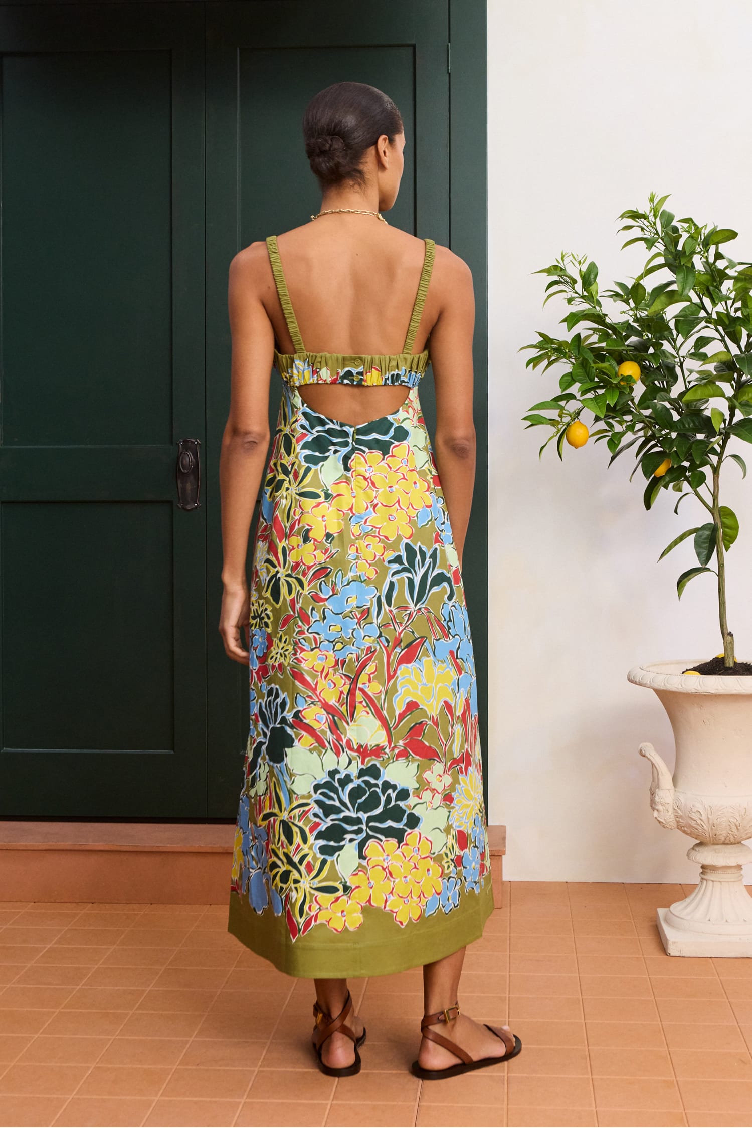 Alemaïs Solstice Midi Dress robe midi coton fleurie taille 8