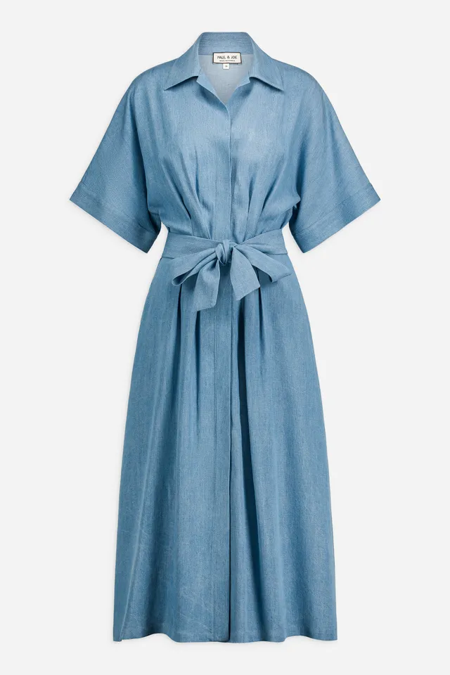 Paul & Joe Portobello robe-chemise tencel denim midi light jeans