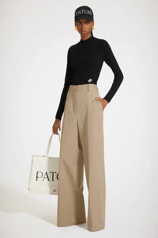 Patou TR002 pantalon gabardine coton bio beige Parchment