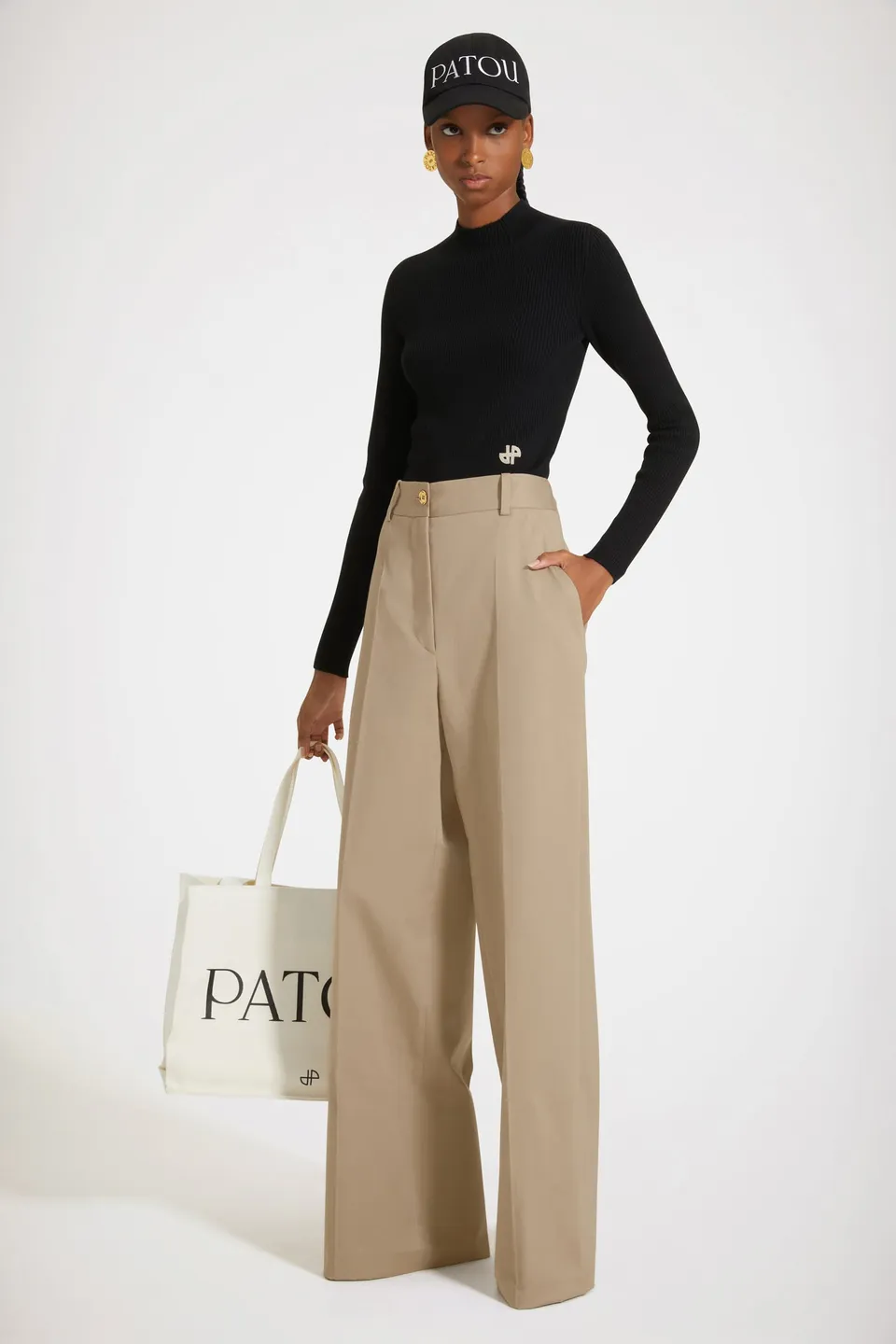 Patou TR002 pantalon gabardine coton bio beige Parchment