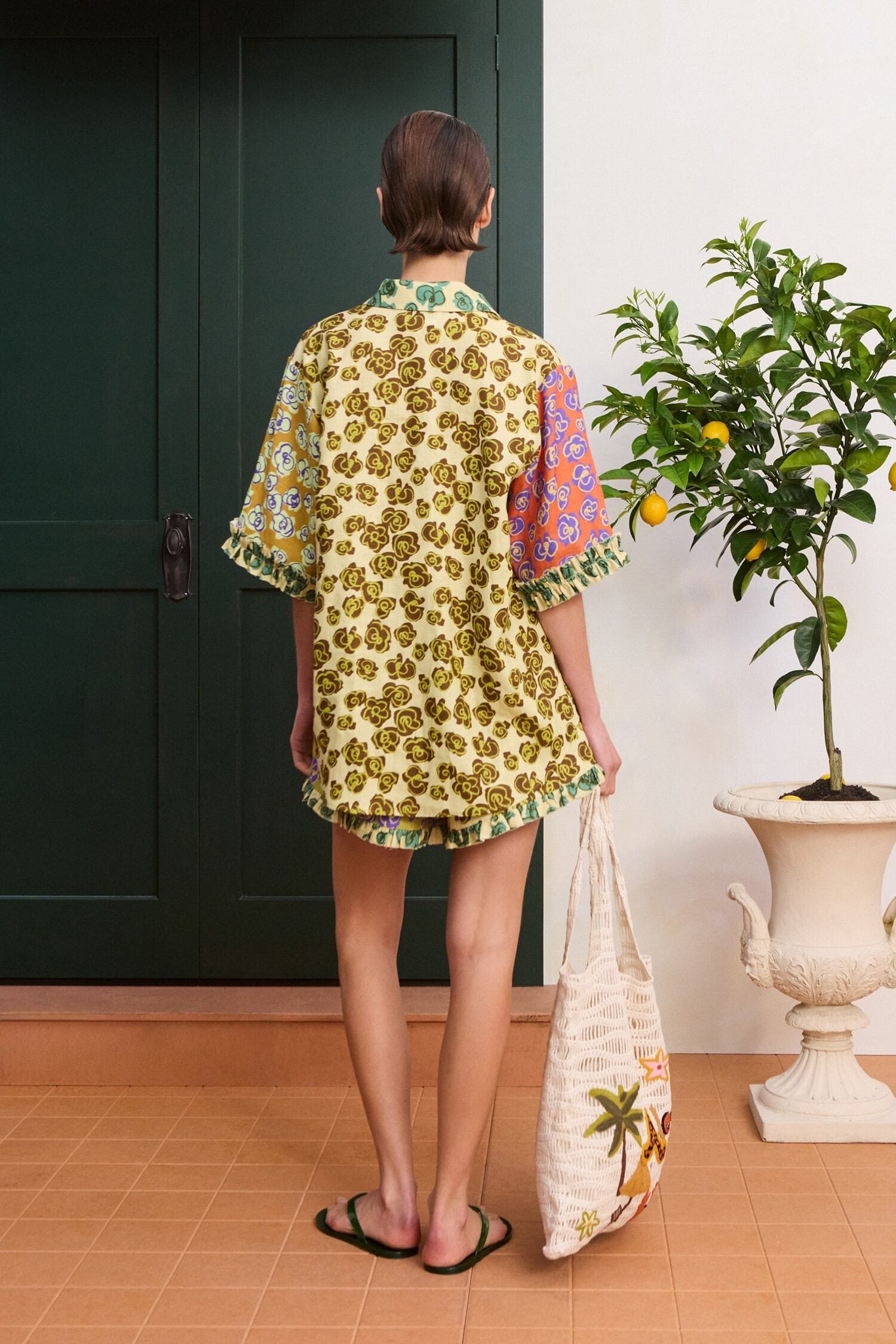 Alemaïs Patty Spliced chemise imprimé floral 100% chanvre