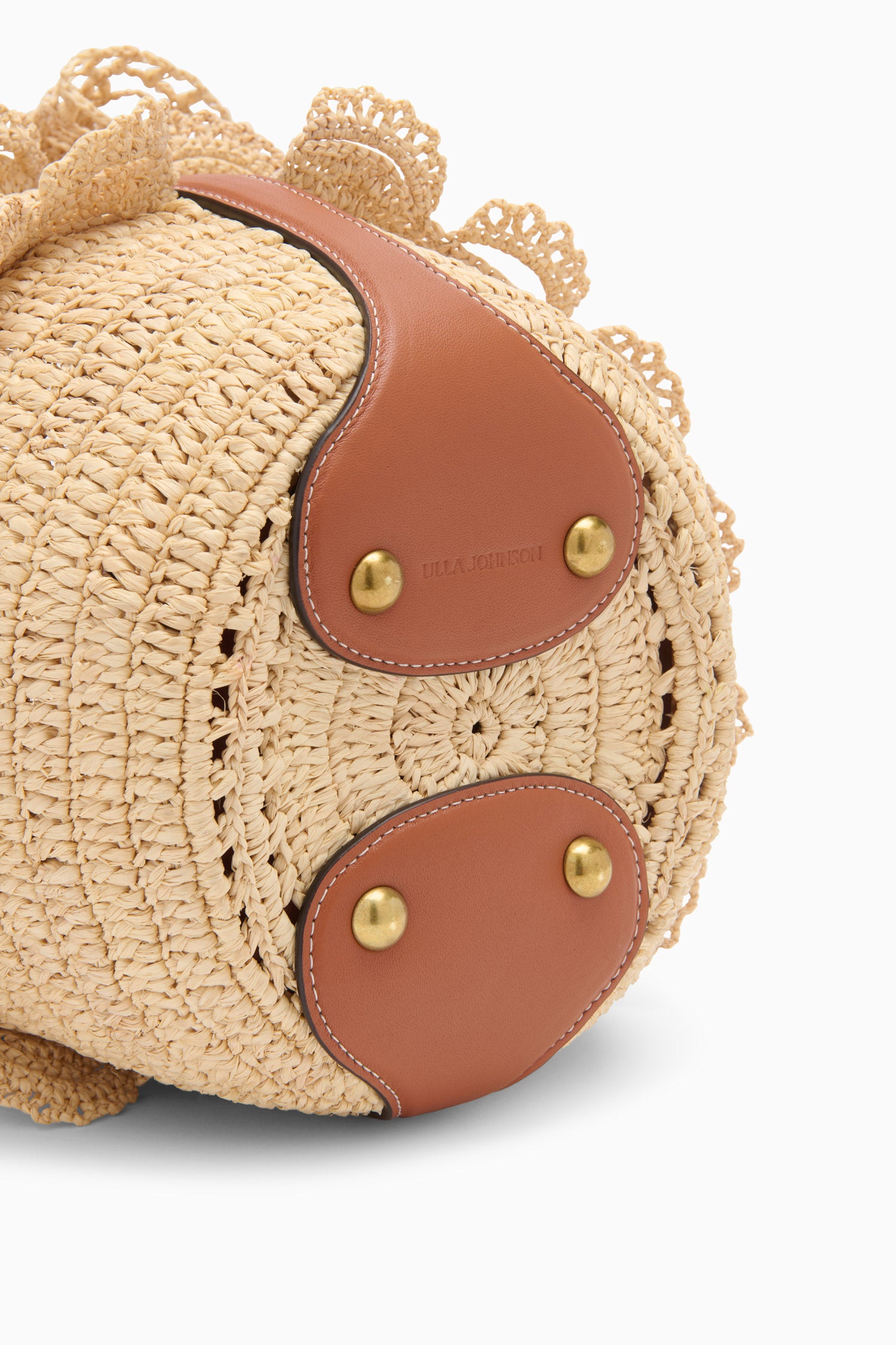 Ulla Johnson Marina PF261196 sac seau raphia Naturel volants