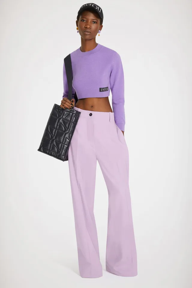 Patou H22TR0020103473W pantalon droit violet laine vierge