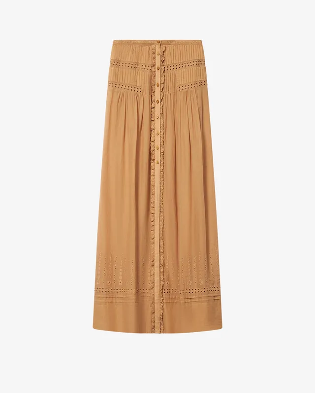 Isabel Marant Lorraine JU0526FA jupe longue caramel brodée