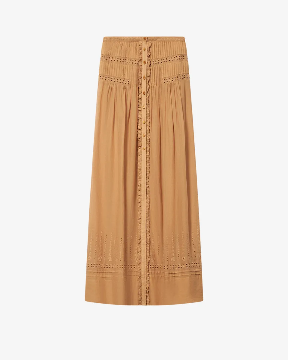 Isabel Marant Lorraine JU0526FA jupe longue caramel brodée