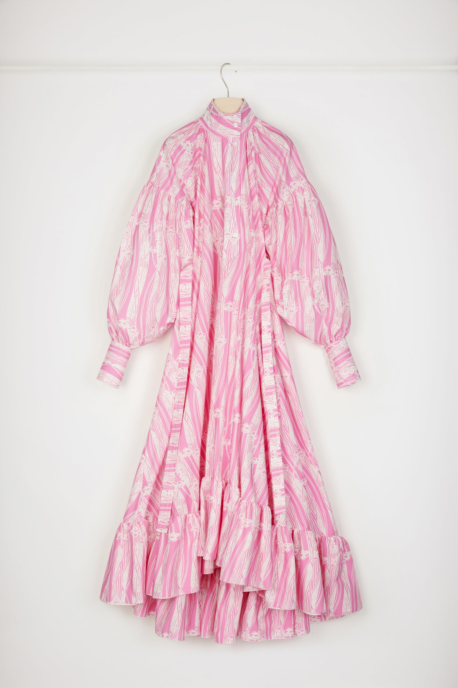 Patou P23DR107 robe longue rose coton bio art déco