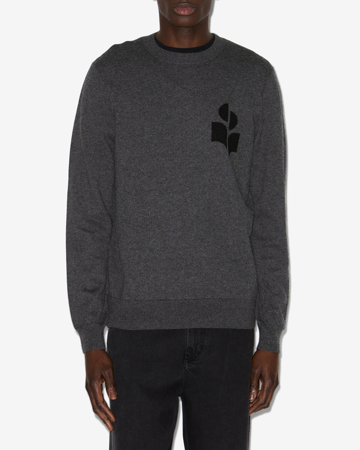 Isabel Marant Evans pull laine anthracite logo IM