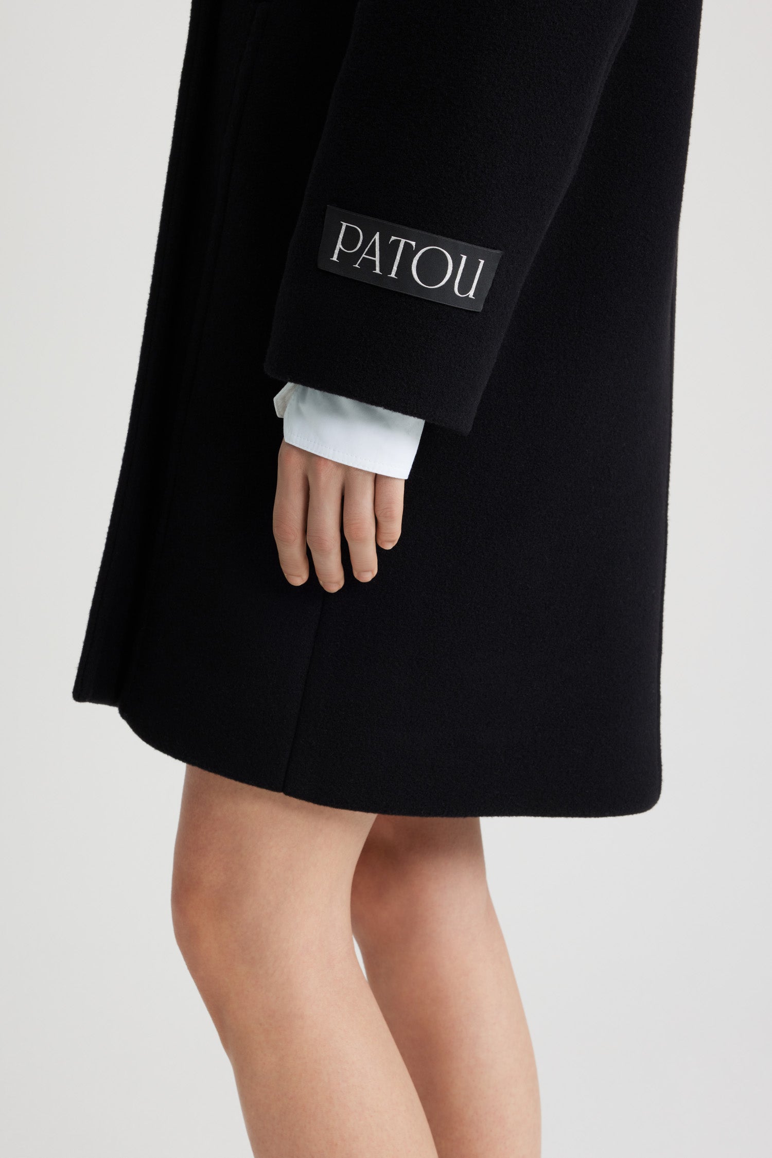 Patou CO025 manteau laine noir croisé 34-44