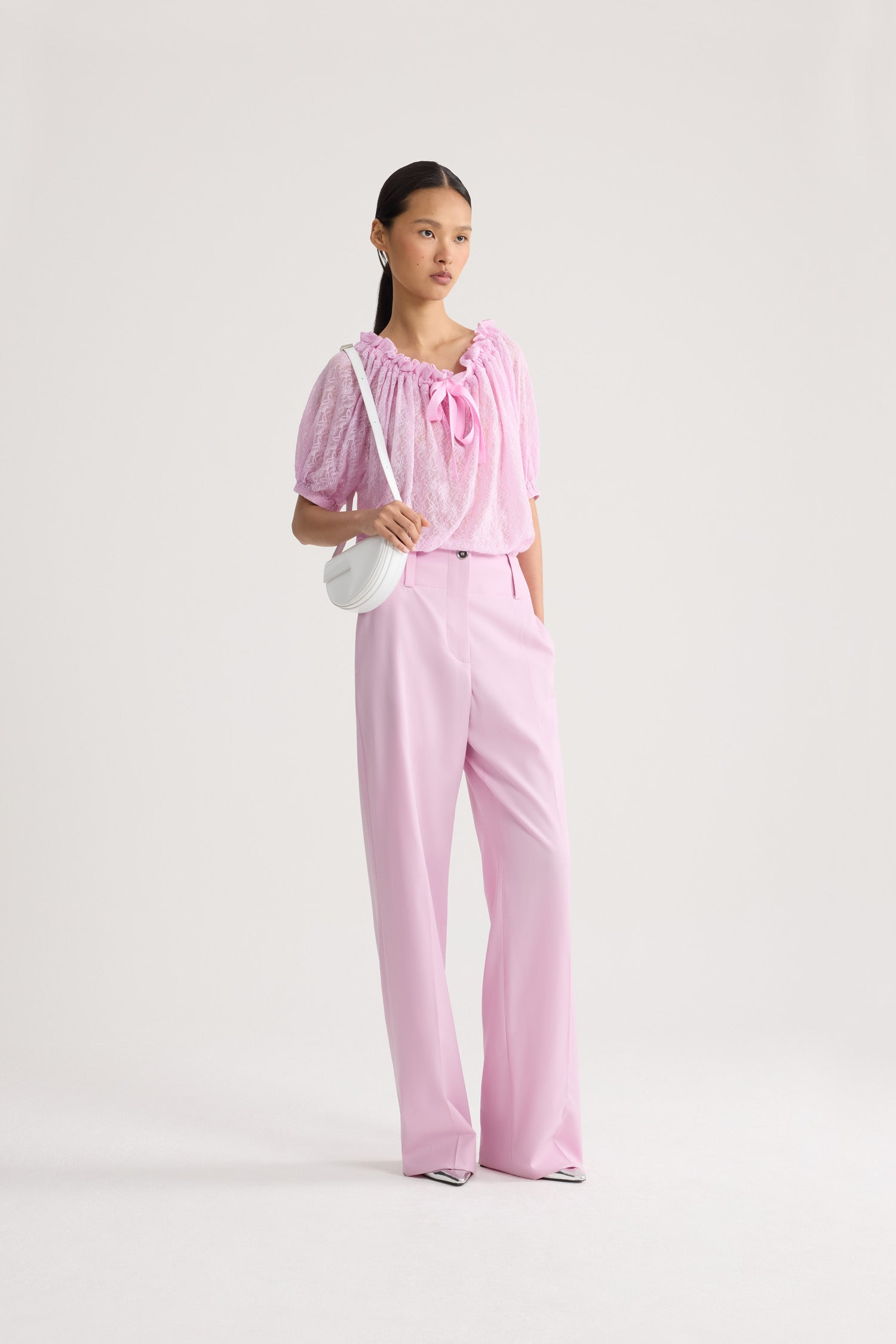 Patou TR049 pantalon large rose laine éco-responsable