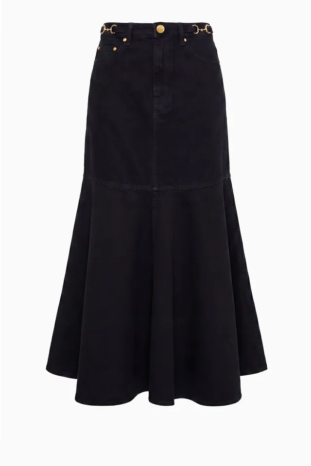 Ulla Johnson Madelyn UJ9903039 jupe jean Noir midi coton