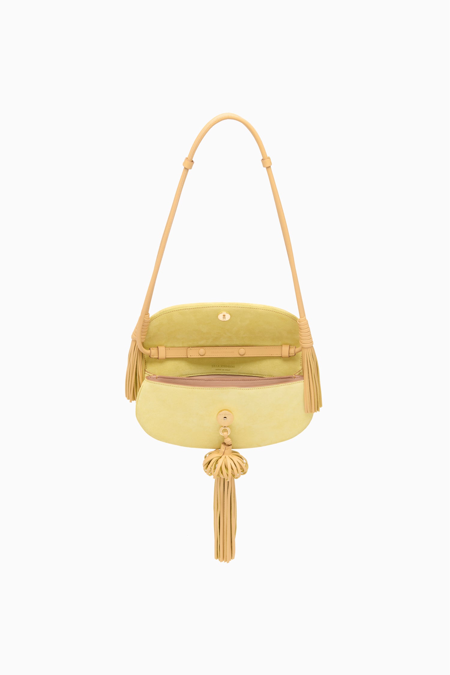 Ulla Johnson Paloma sac daim Mimosa jaune pompons