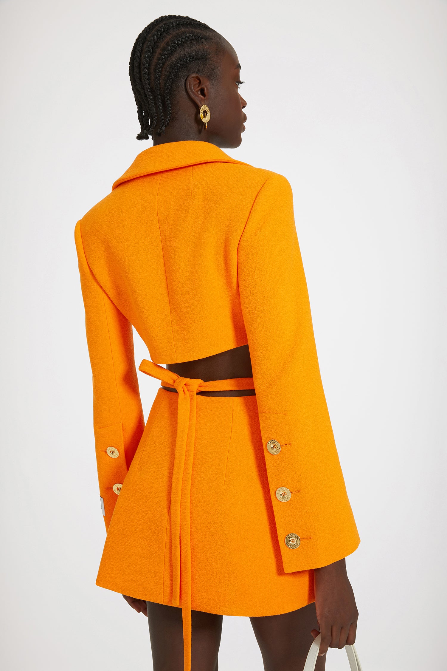 Patou P24SK0630169217O jupe portefeuille orange vif laine
