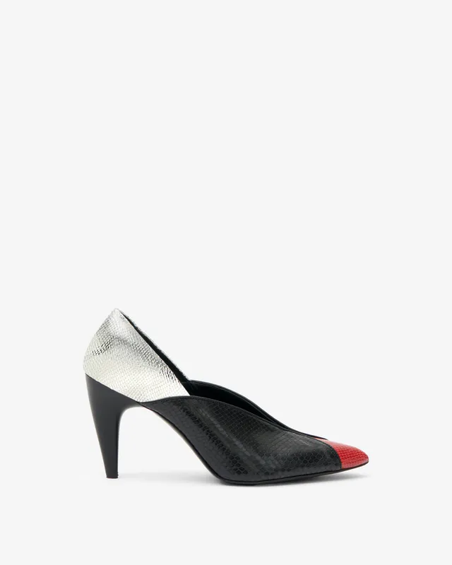 Isabel Marant Luza escarpins cuir noir-rouge 9 cm