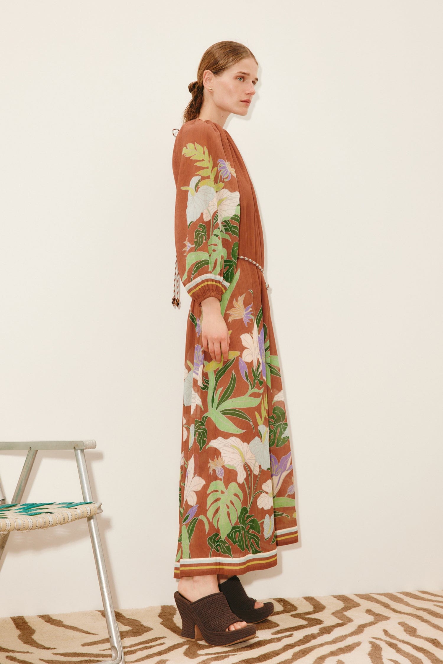 Alemäis Alfie robe midi froncée coton soie poches