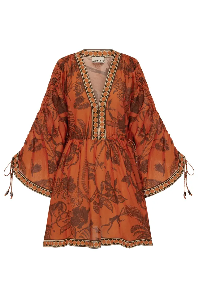 Alemäis Monkey Dance Mini Dress robe mini ramie col V