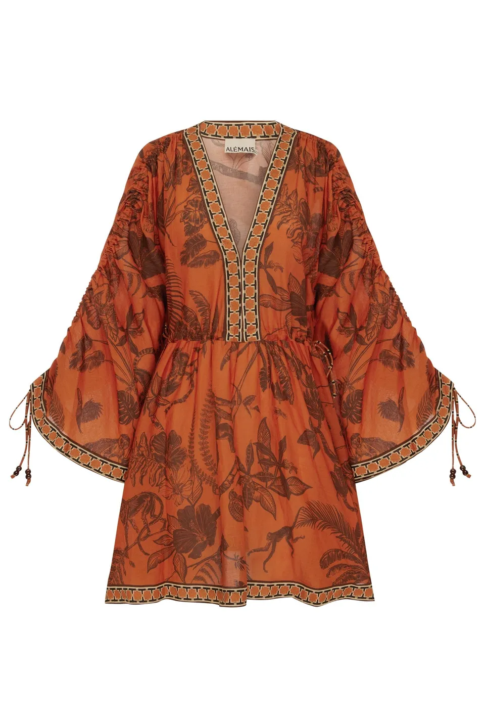 Alemäis Monkey Dance Mini Dress robe mini ramie col V