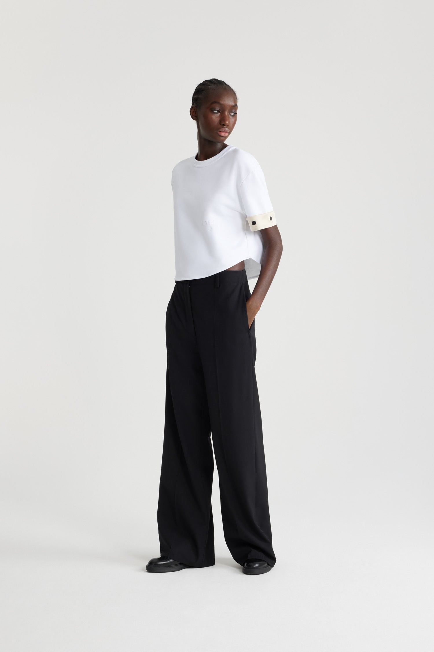 Patou H24JE1279990001W t-shirt crop blanc coton bio