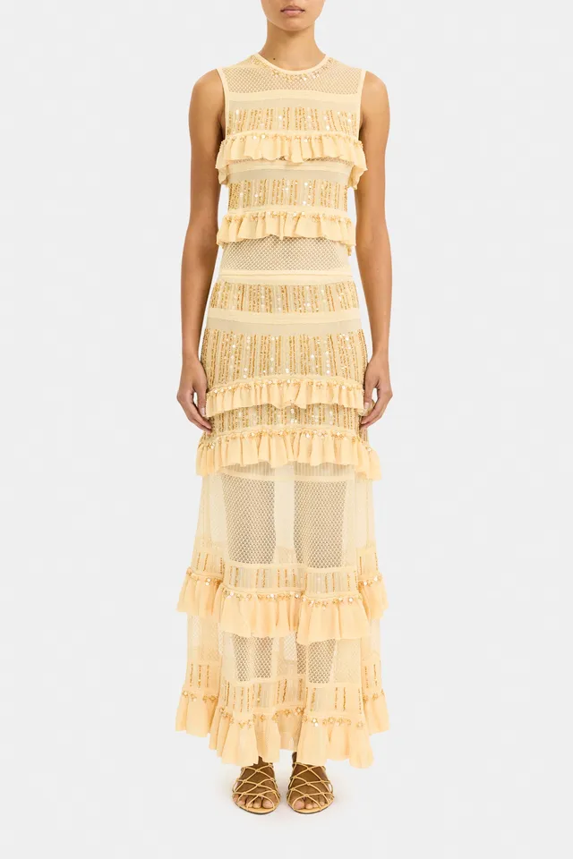 Ulla Johnson Anouk SP270749 jupe midi Cowrie à volants