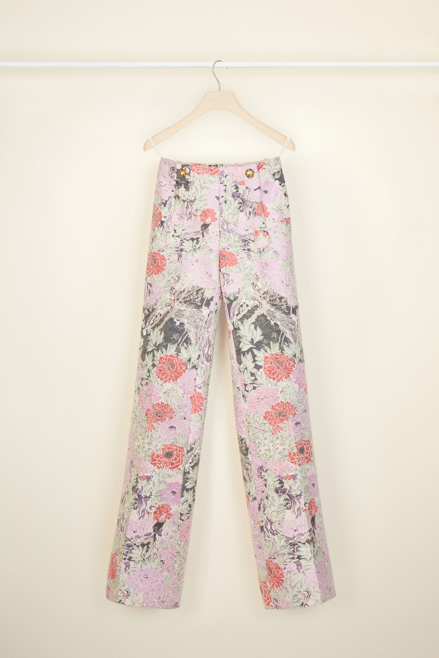 Patou TR009 pantalon droit jacquard coton Birds and Peonies