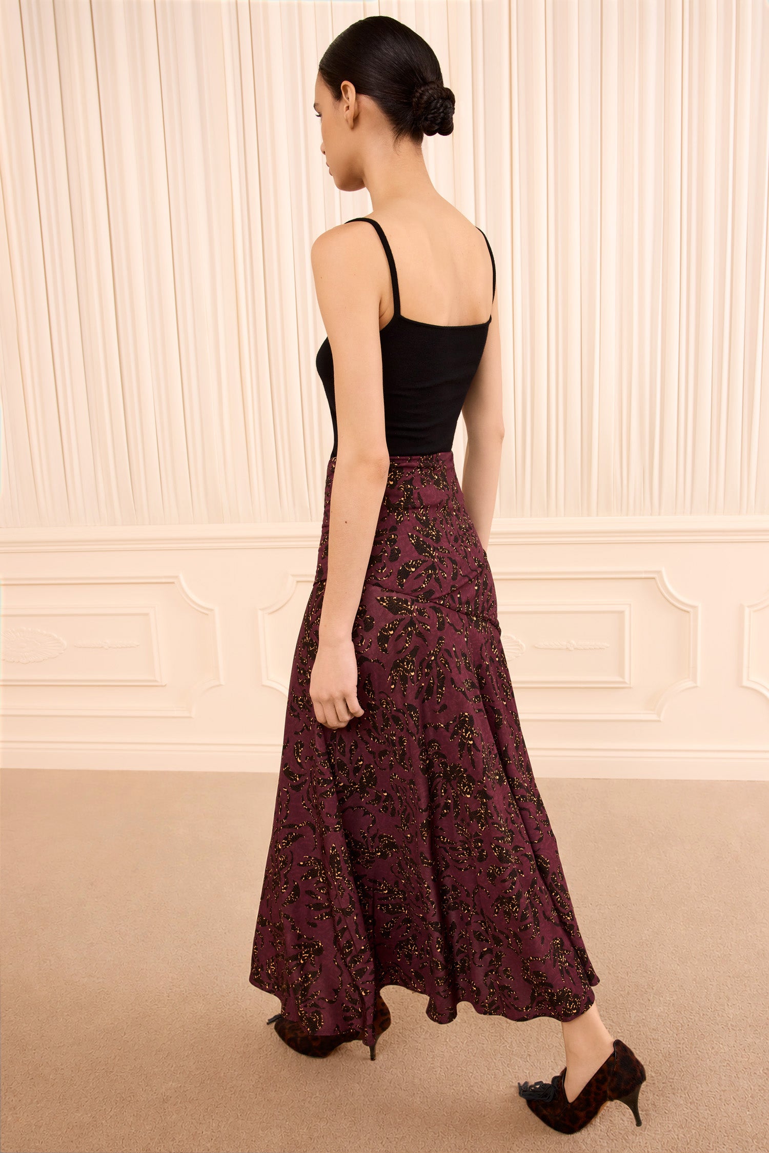 Ulla Johnson Fiona FA260809 jupe jersey Claret fleurie