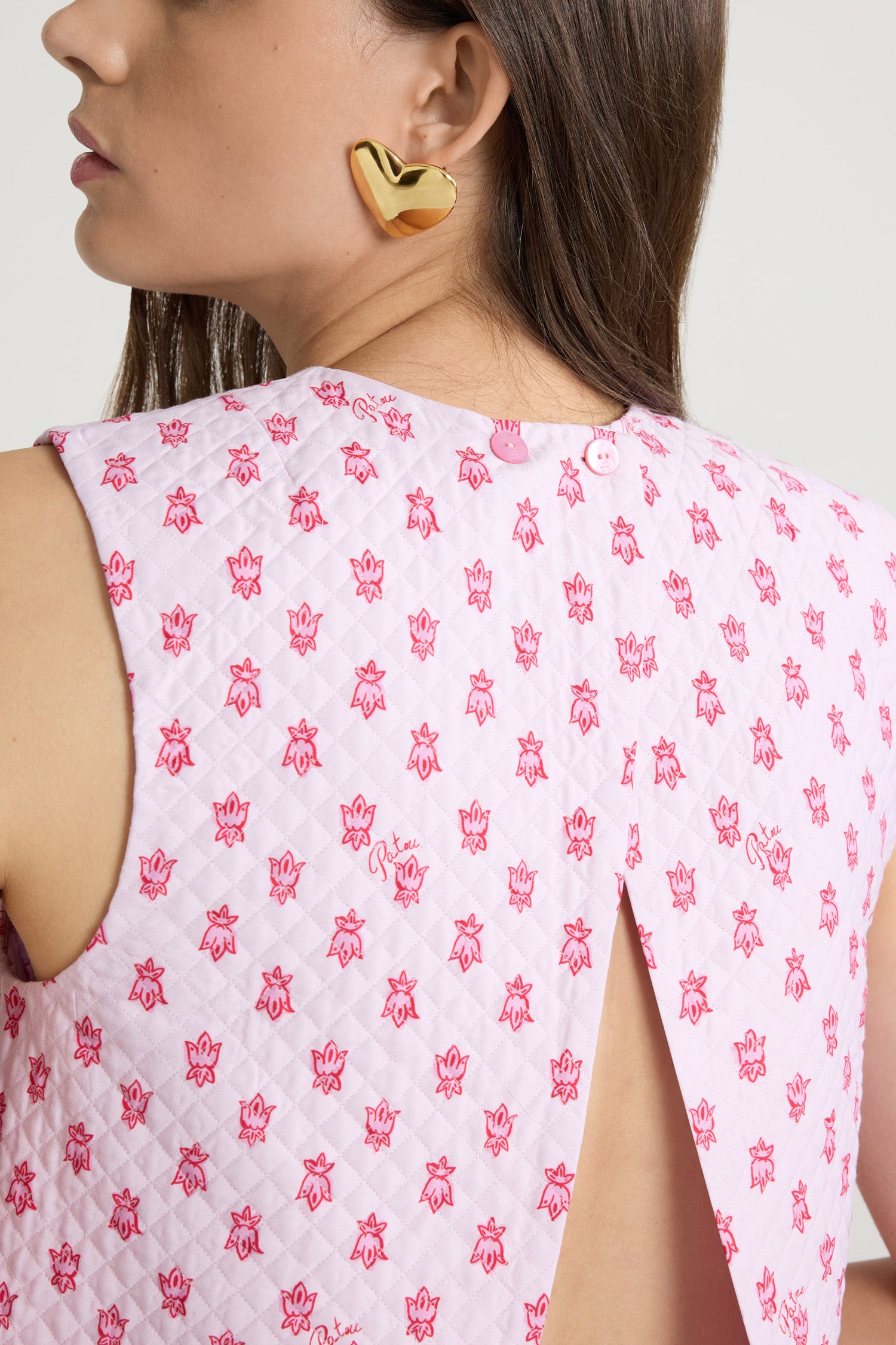 Patou P25TO16002095073 crop top viscose rose provence matelassé