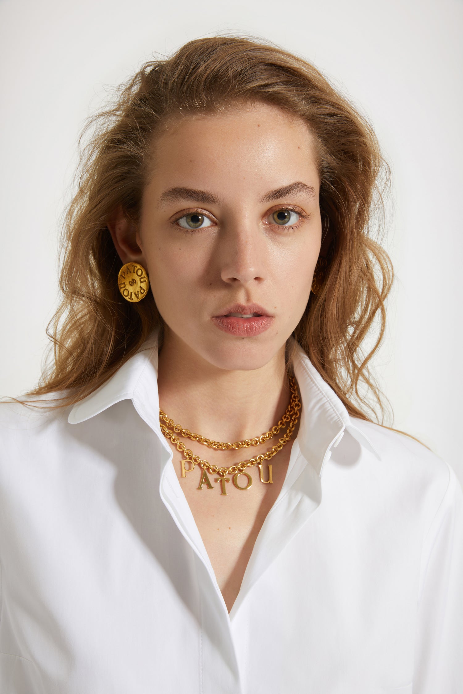 Patou JW098 collier laiton doré double chaîne Gold