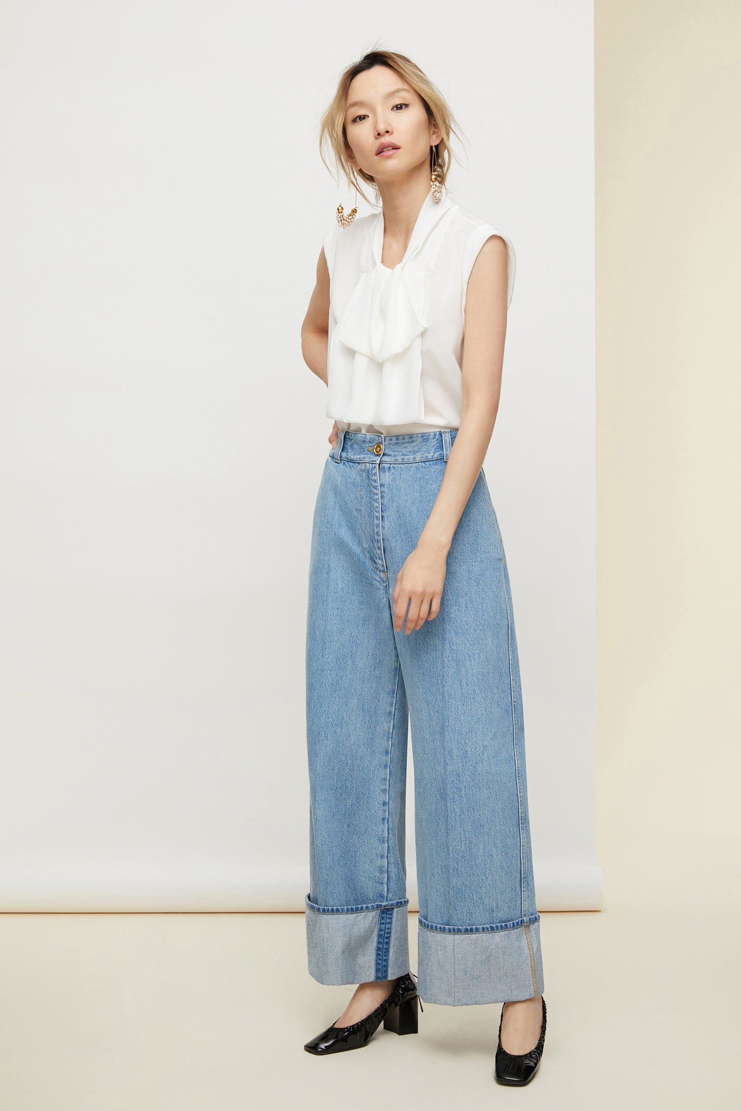 Patou TO011 top sans manches perle en soie