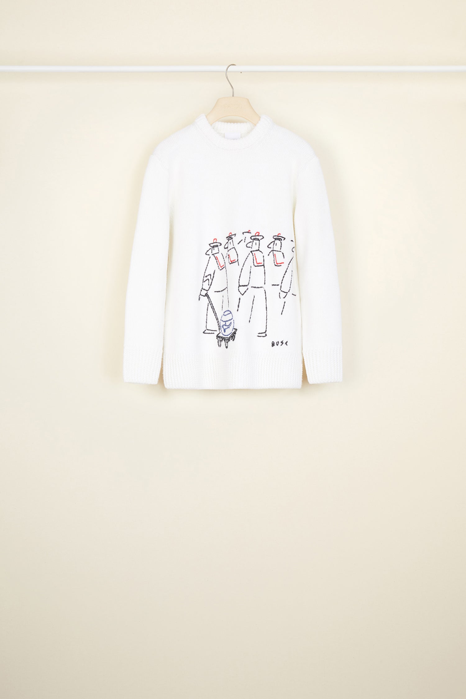 Patou Bosc pull laine Crème XS-XXL brodé