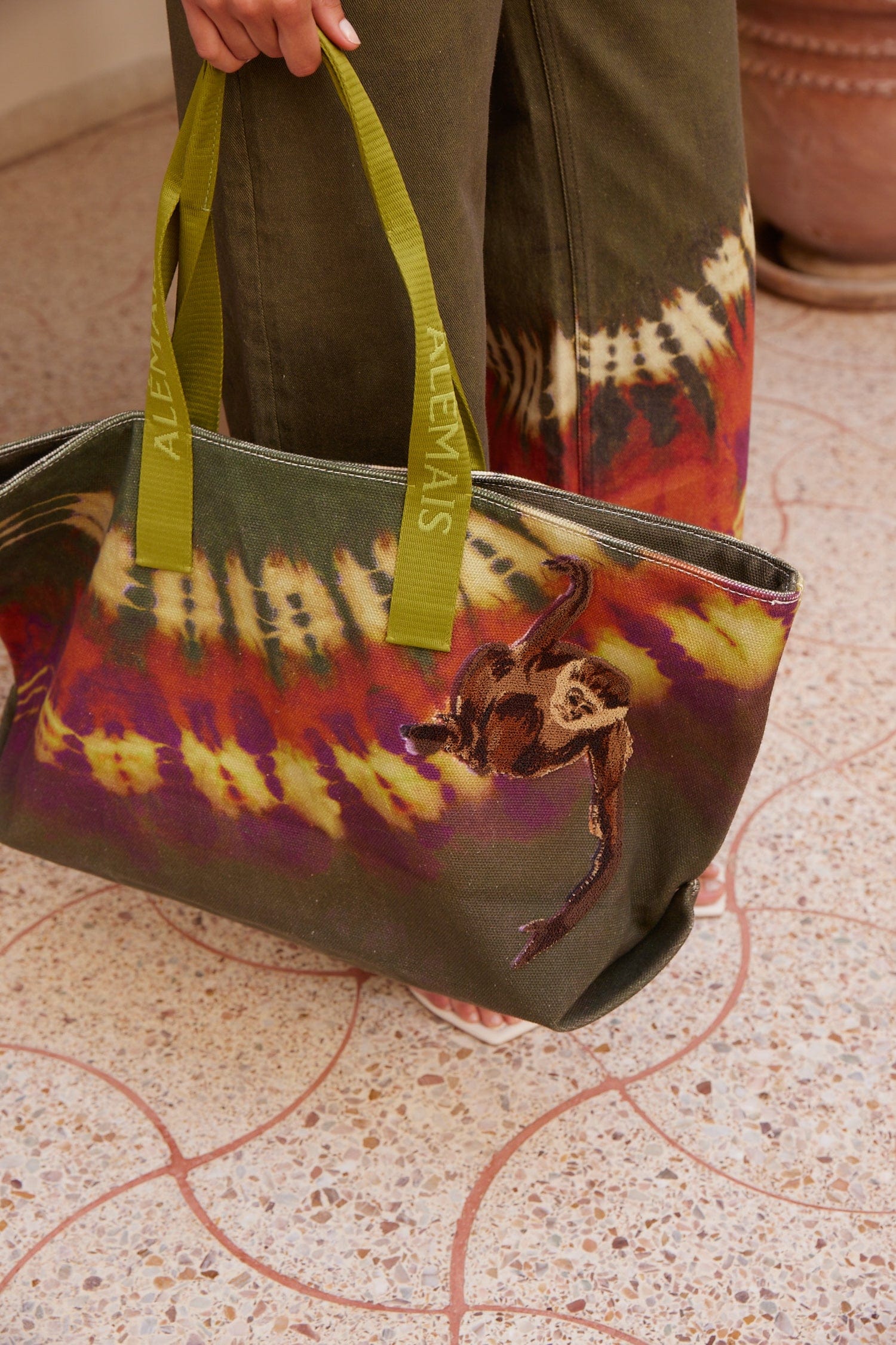 Alemais Safi Textured Patch sac tote plage coton