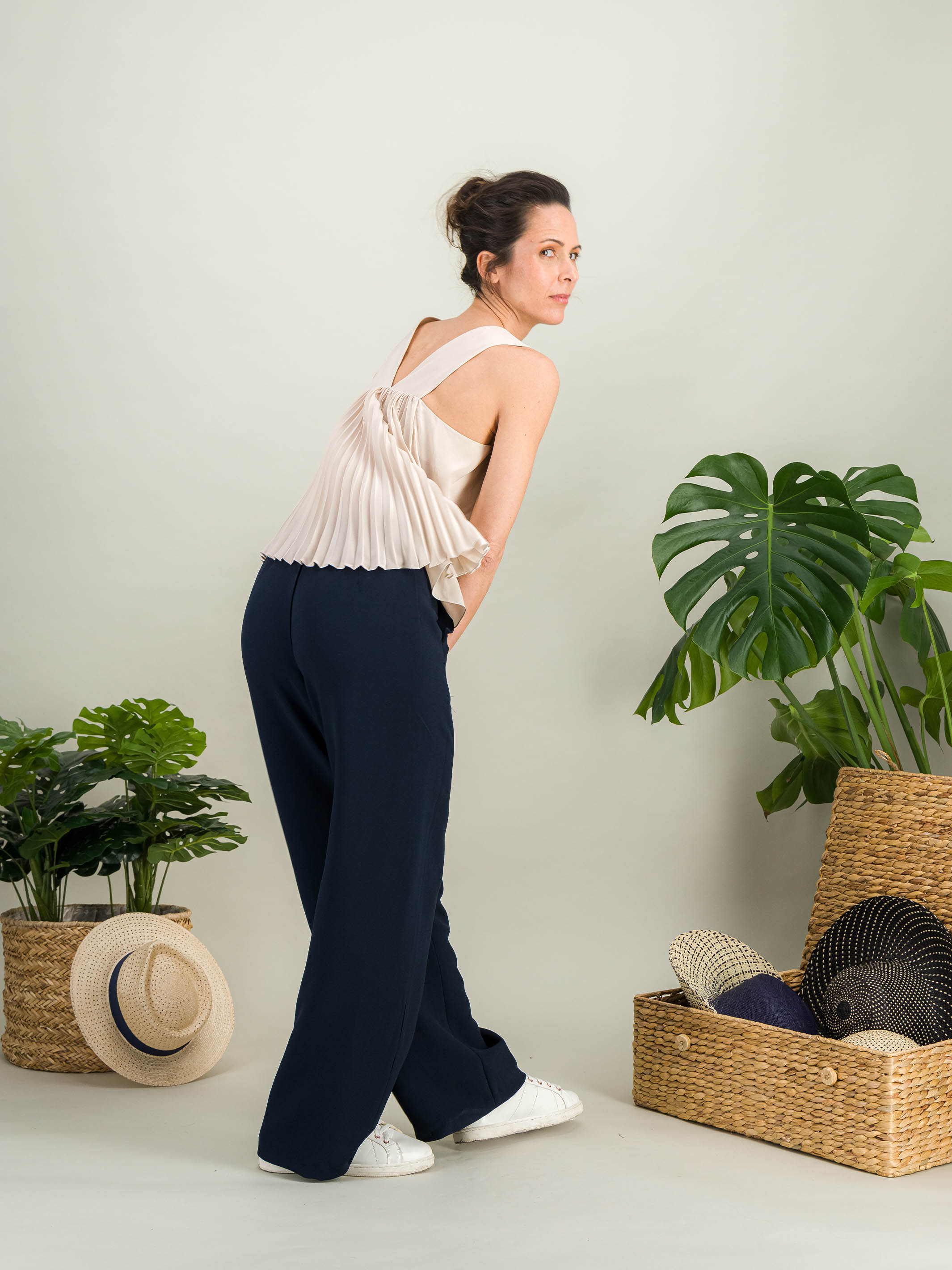 Anahide Saint André AMAYA top crêpe soie bleu azur 38