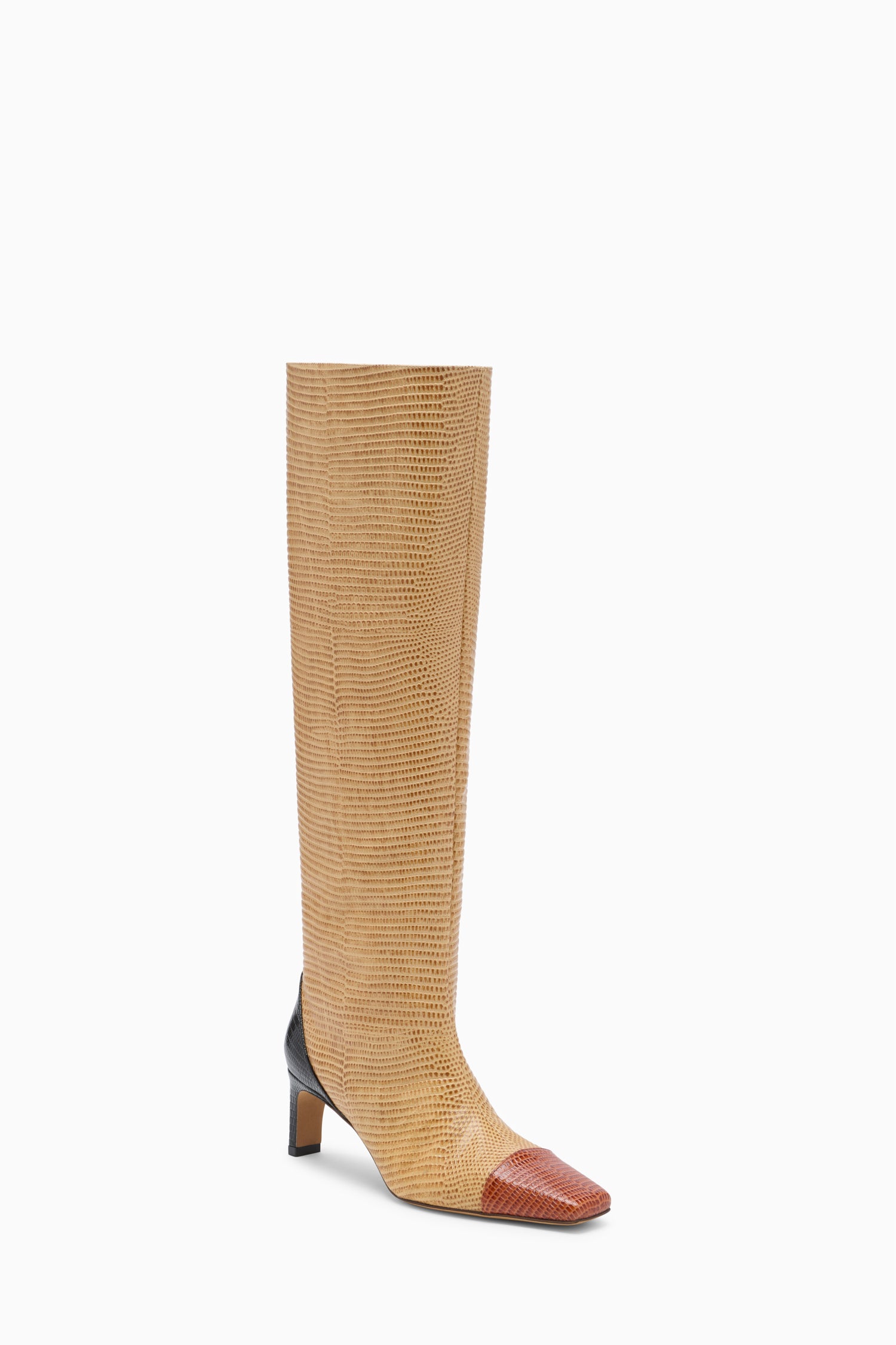 Ulla Johnson Carlyle Botte haute cuir Bisque talon 60mm