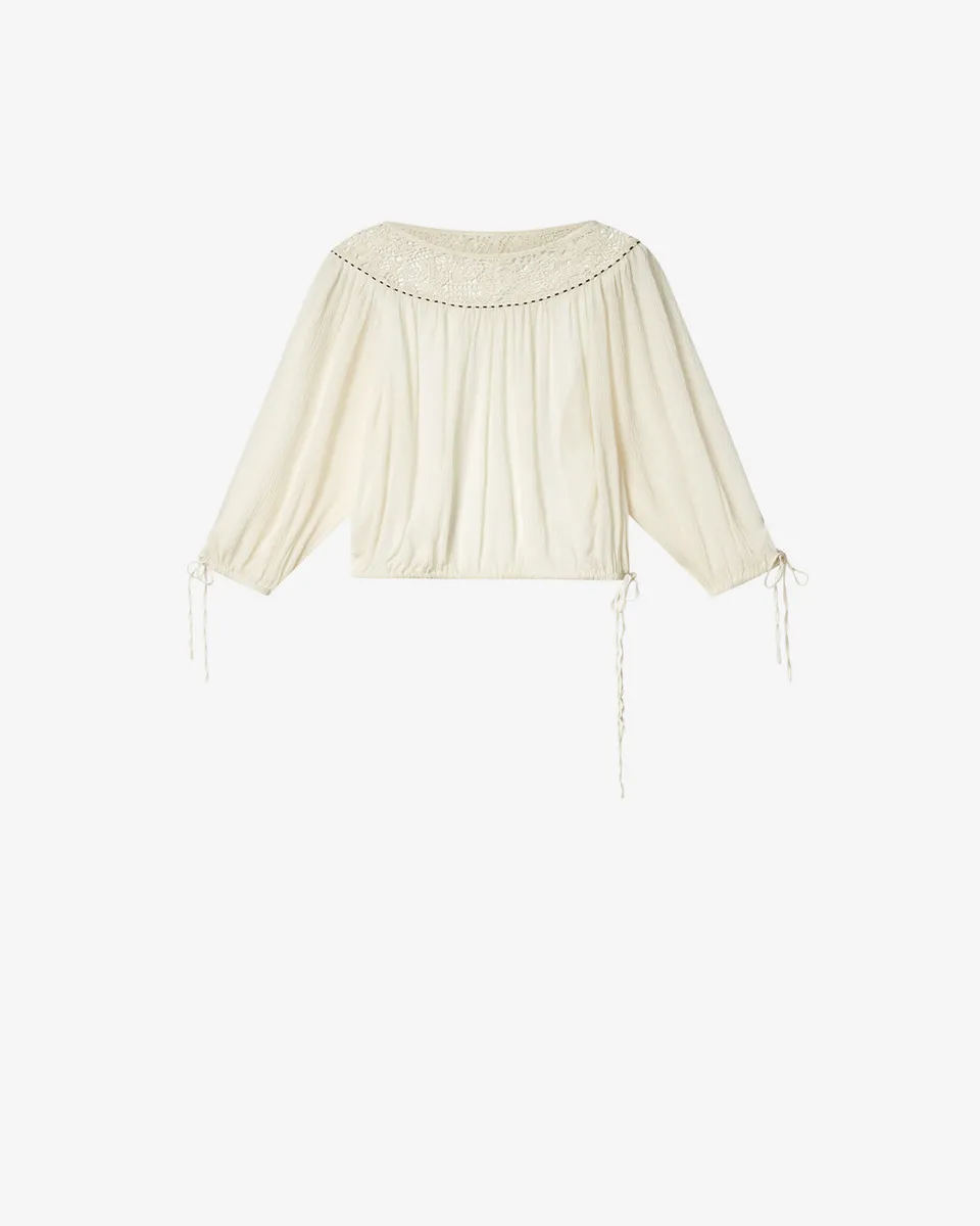 Isabel Marant Nelida HT0906FA top soie écru guipure