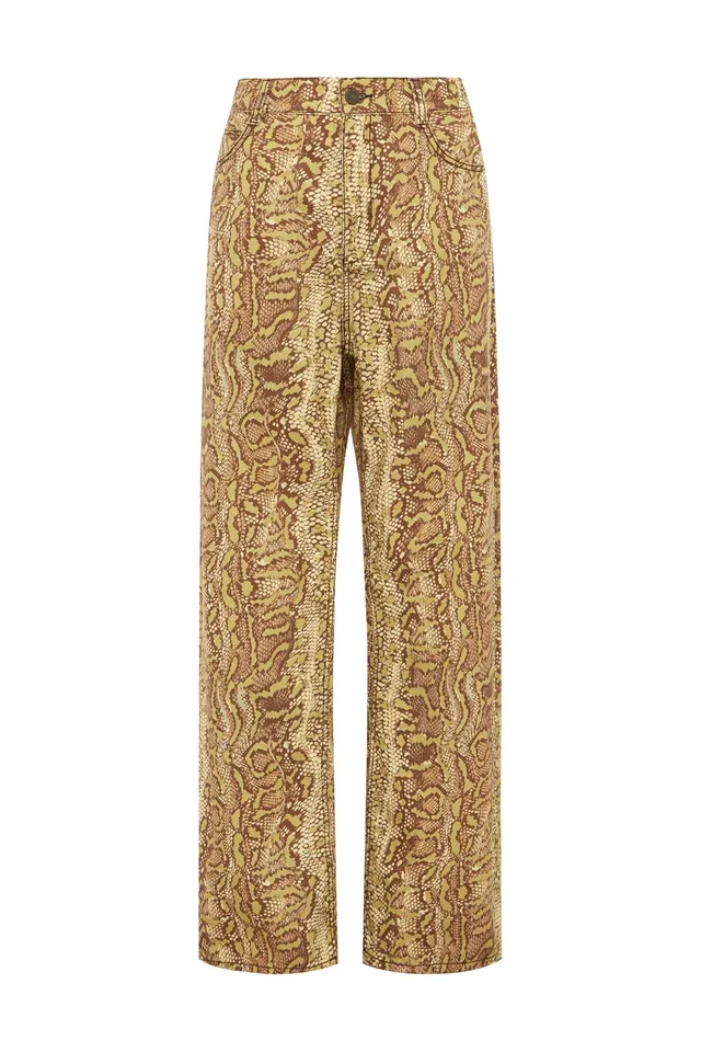 Alemäis Boa Denim Mid Rise Jean jean droit animal