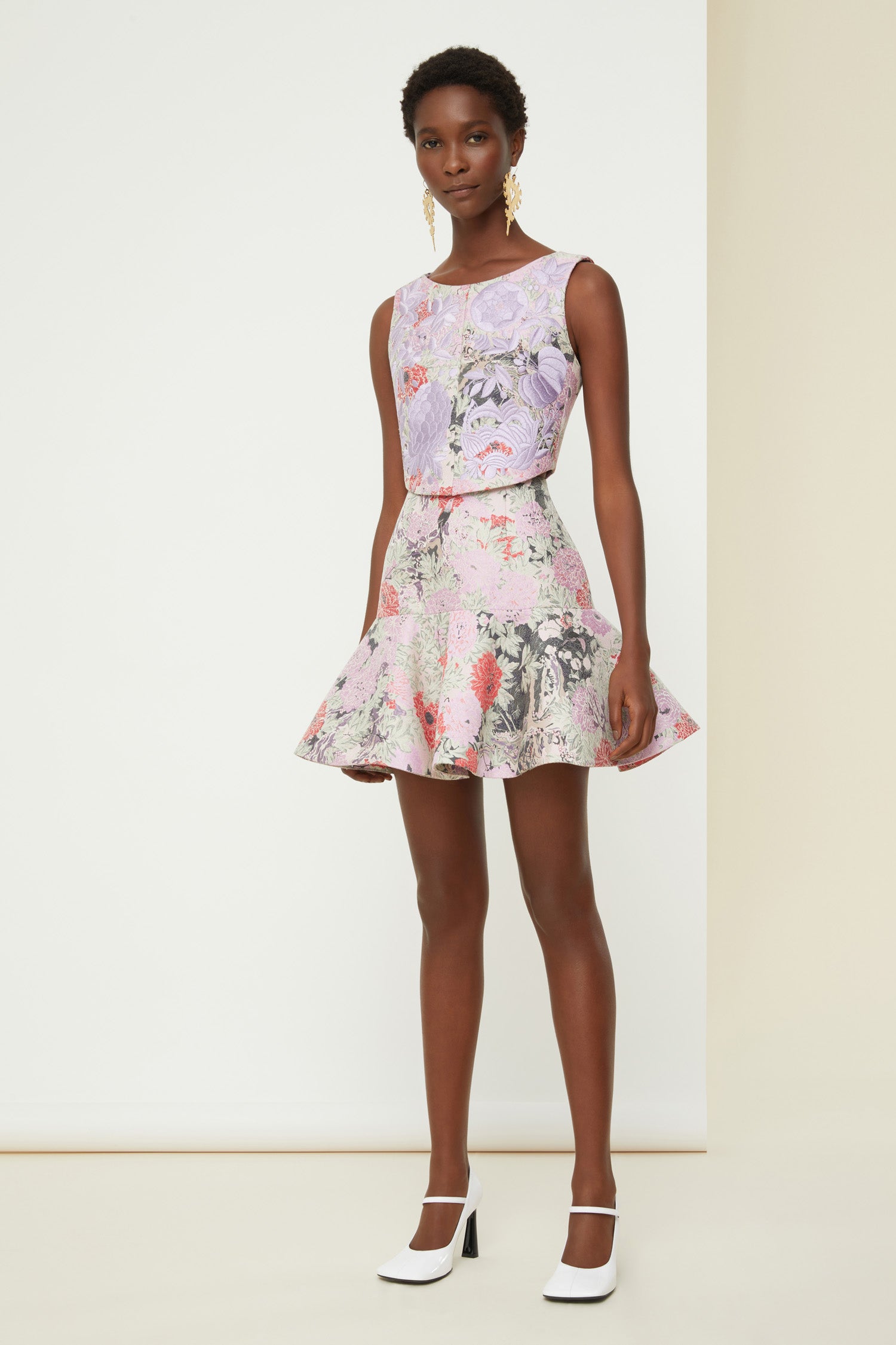 Patou 3D P21SK01700775030 mini jupe jacquard fleuri