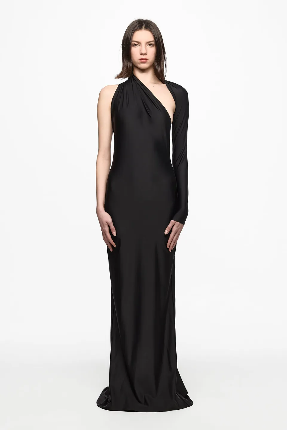 ATU Body Couture robe longue noire une épaule taille S stretch