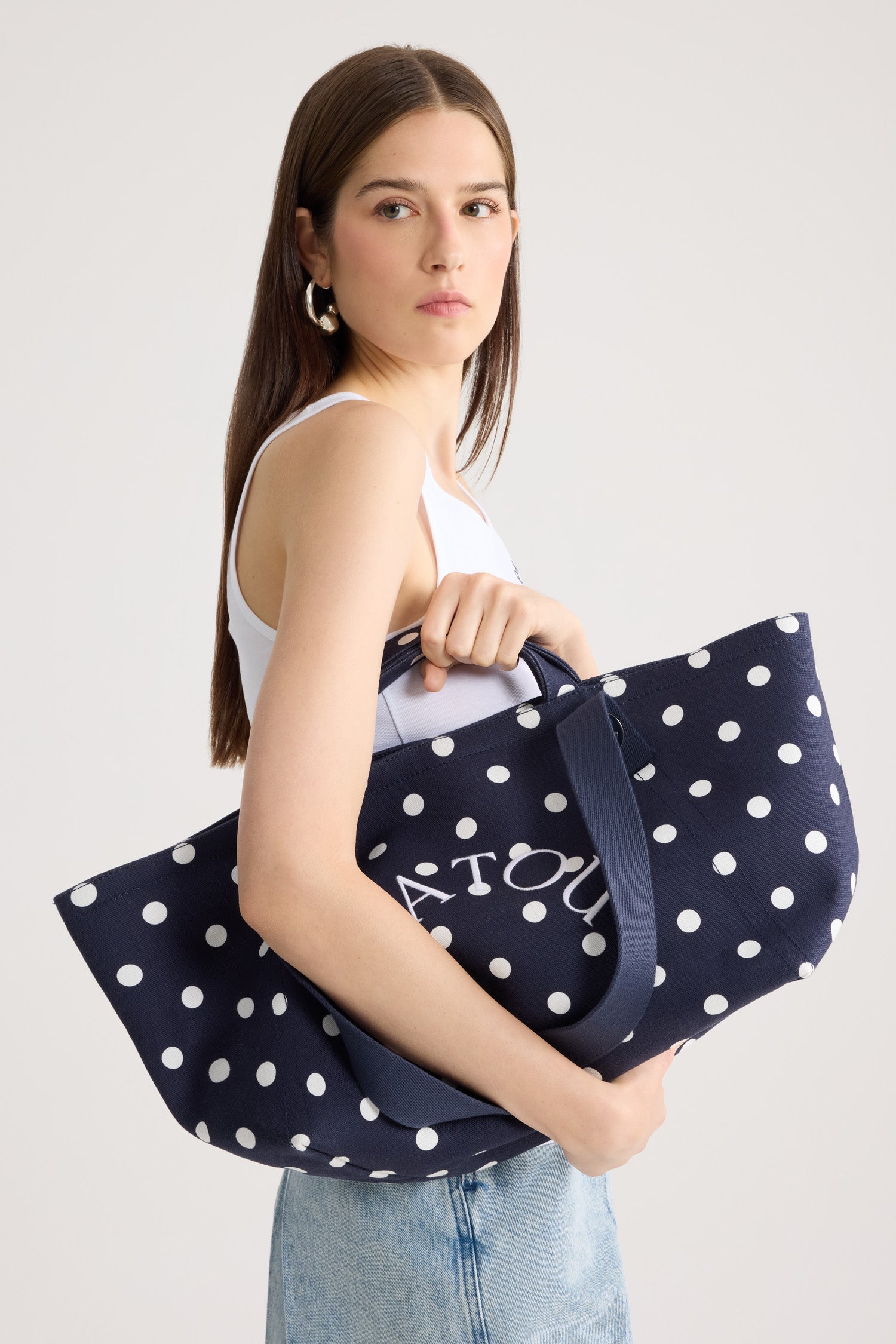 Patou Bags AC131 Trapeze Tote bag coton bio Bleu Meteorite TU
